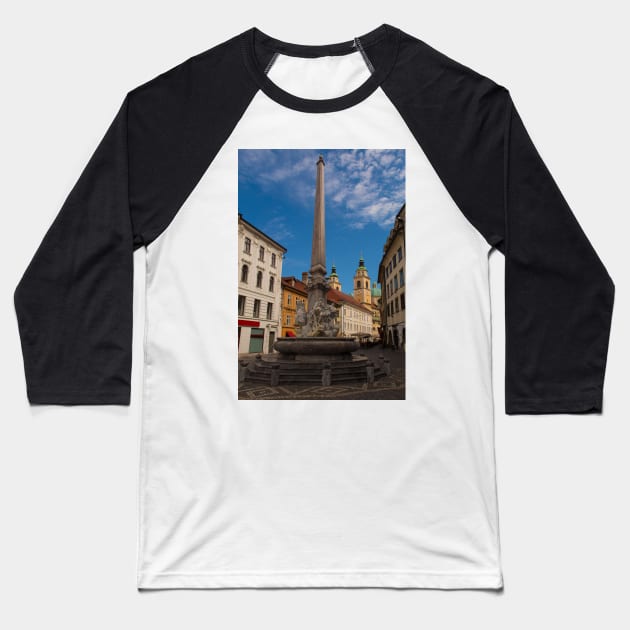 Robba Fountain in Ljubljana, Slovenia Baseball T-Shirt by jojobob